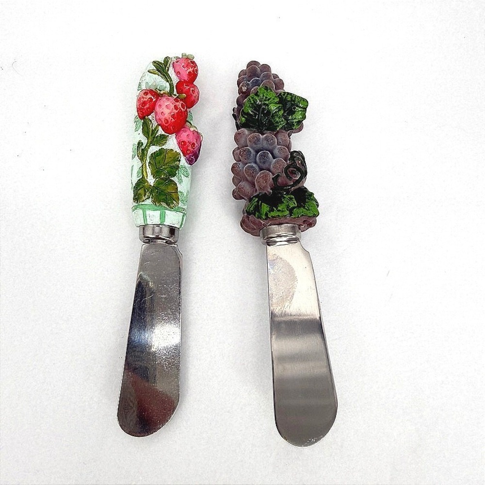 Boston Warehouse Cheese Spreaders Knives Fruit Handles Vintage Kitchen 2 Piece